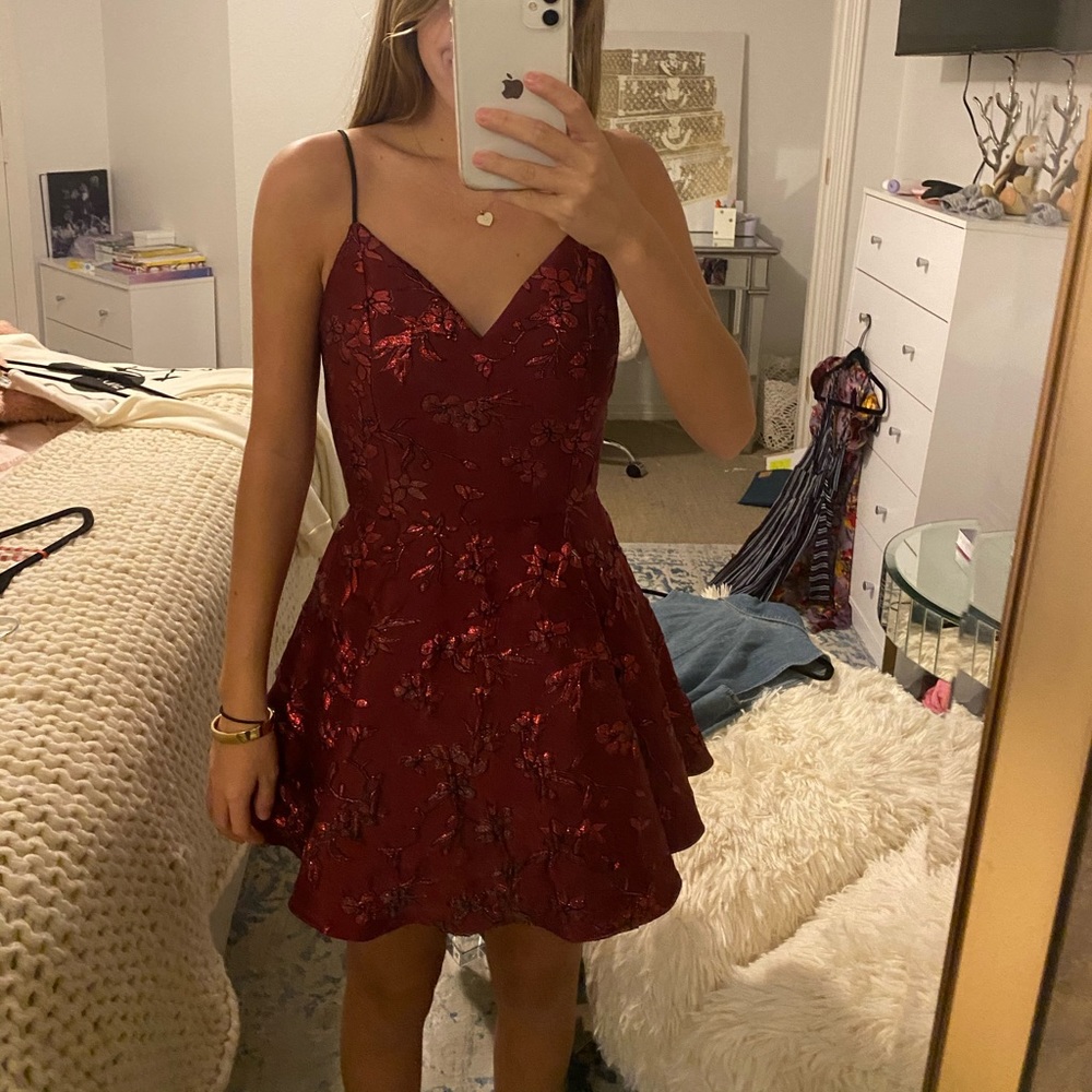Alice and Olivia red floral dress